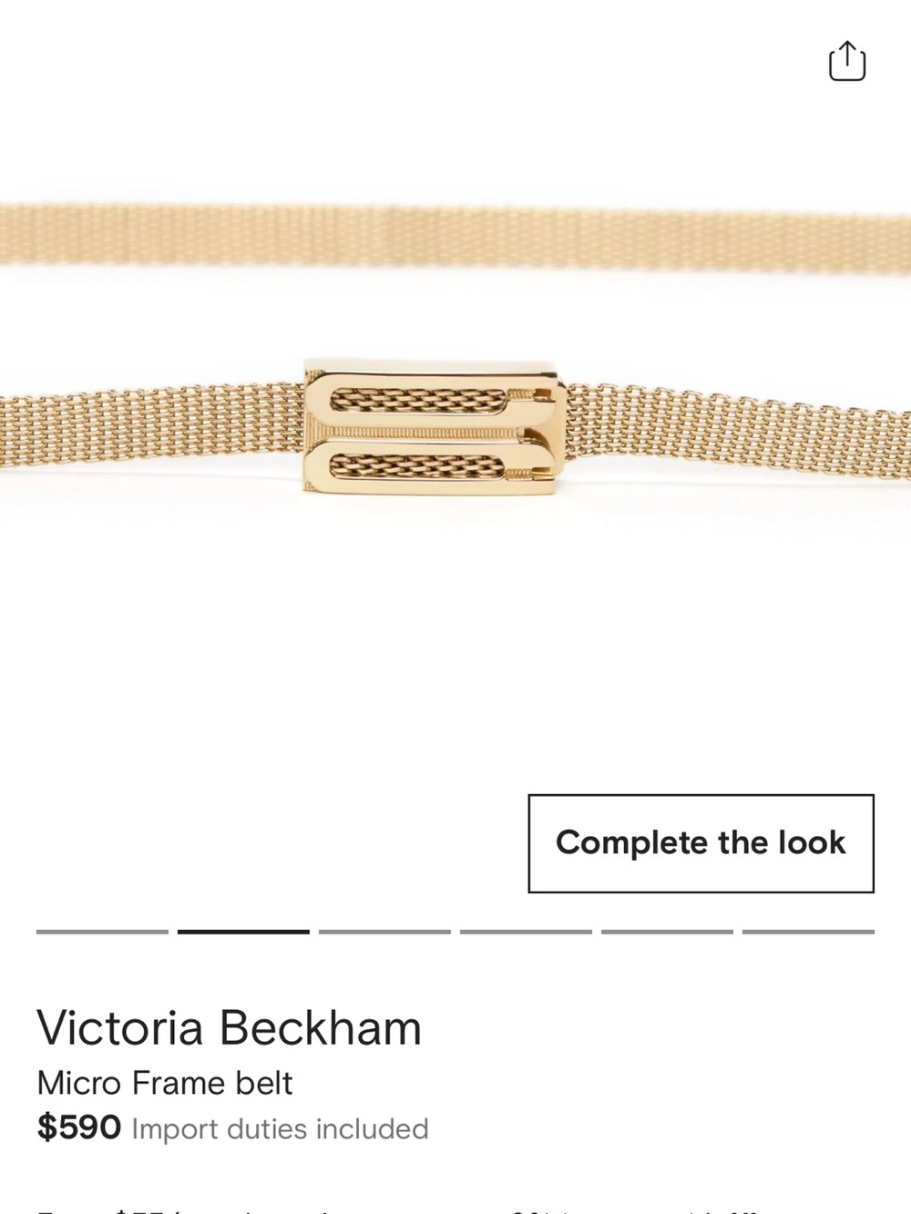 Victoria Beckham Gold Woven Micro Frame Belt